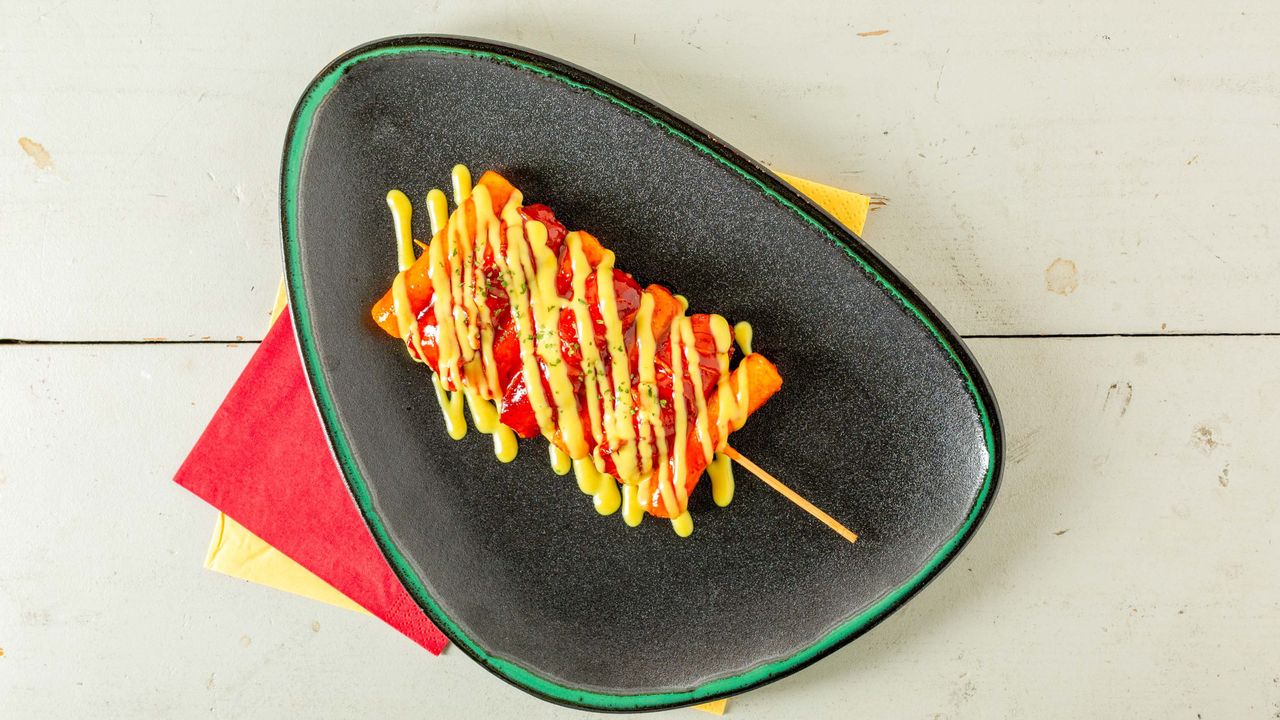 Sweet & Spicy with Honey mustard  (Sausage & Rice Cake Skewer)