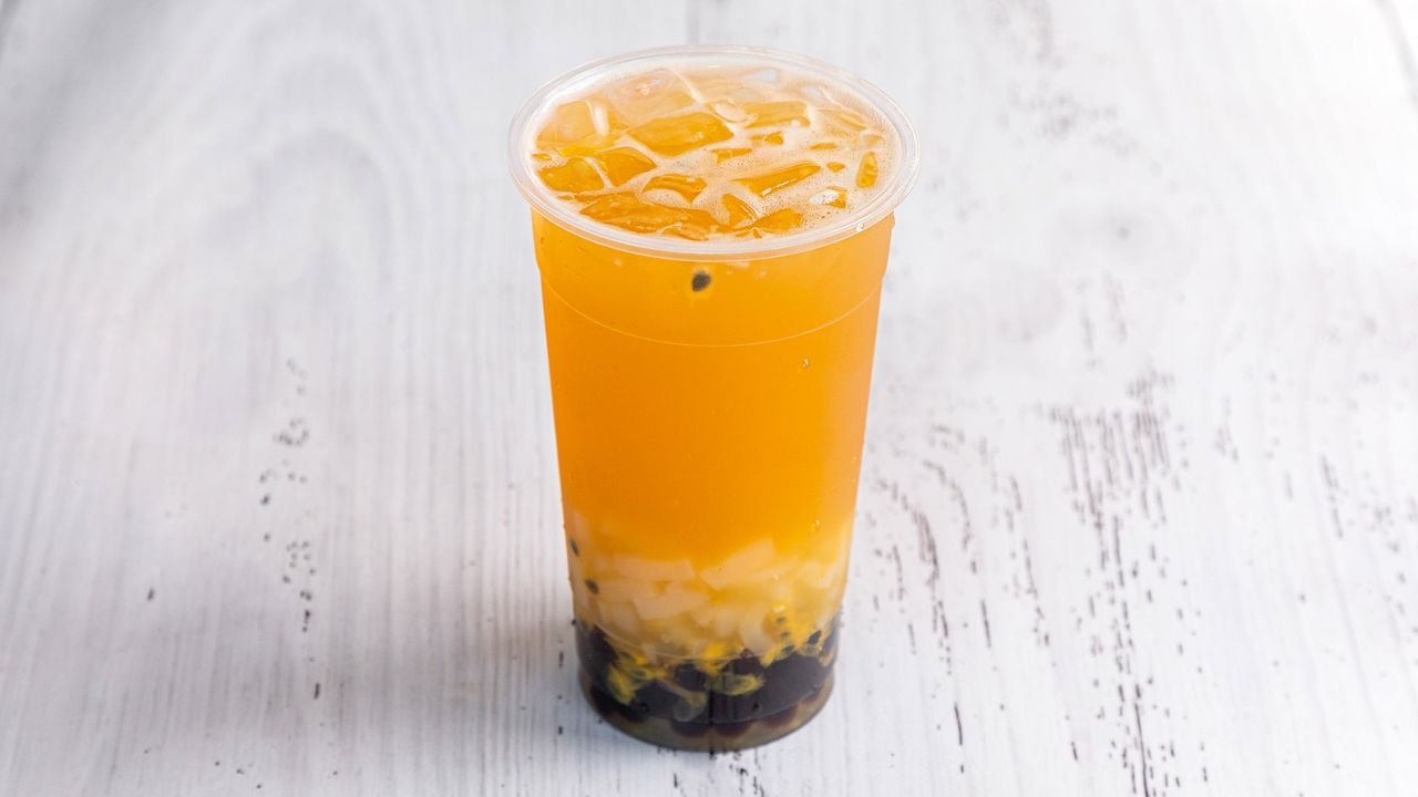 Passion Fruit Green Tea With Coconut Jelly and Tapioca Pearl