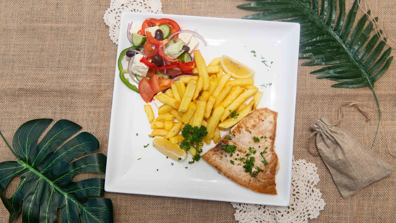 Swordfish, Chips and Salad