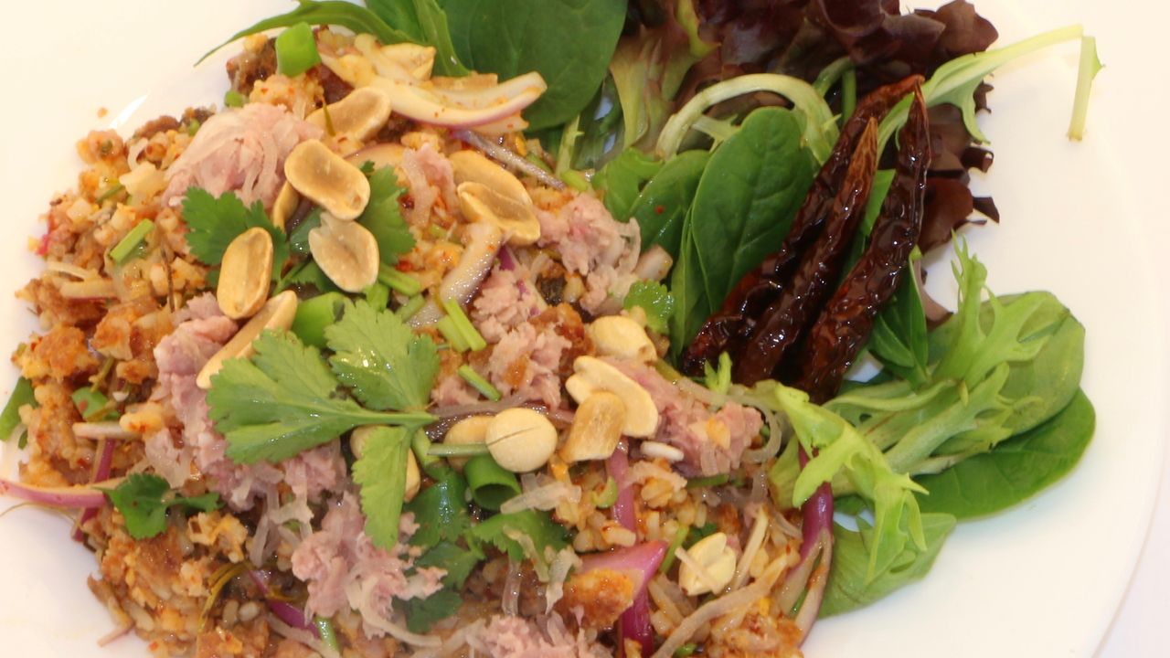 18. Fermented Pork Salad with Crispy Rice