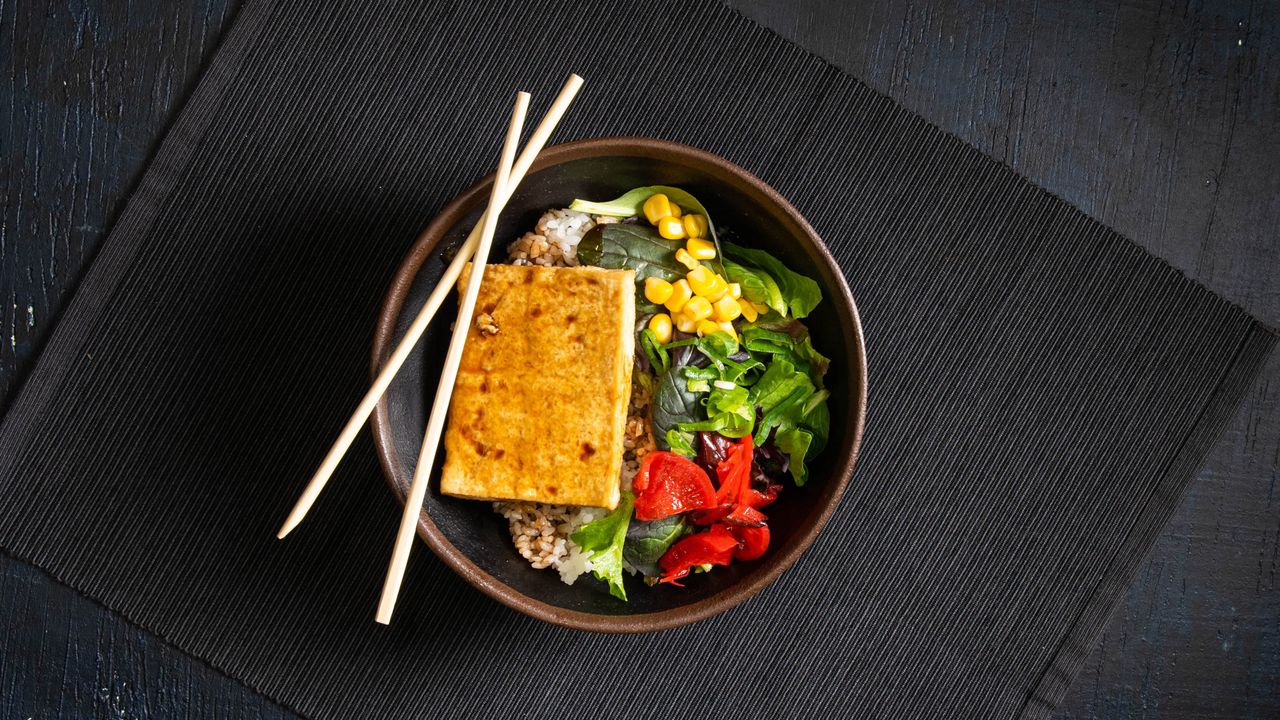 Grilled Tofu Steak Rice Bowl