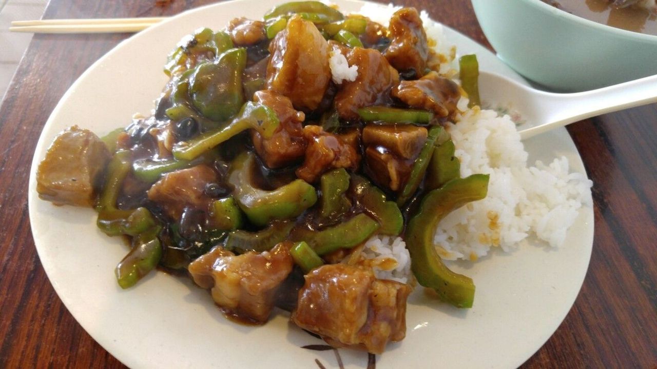 Pork Spare Ribs with bitter Melon on rice