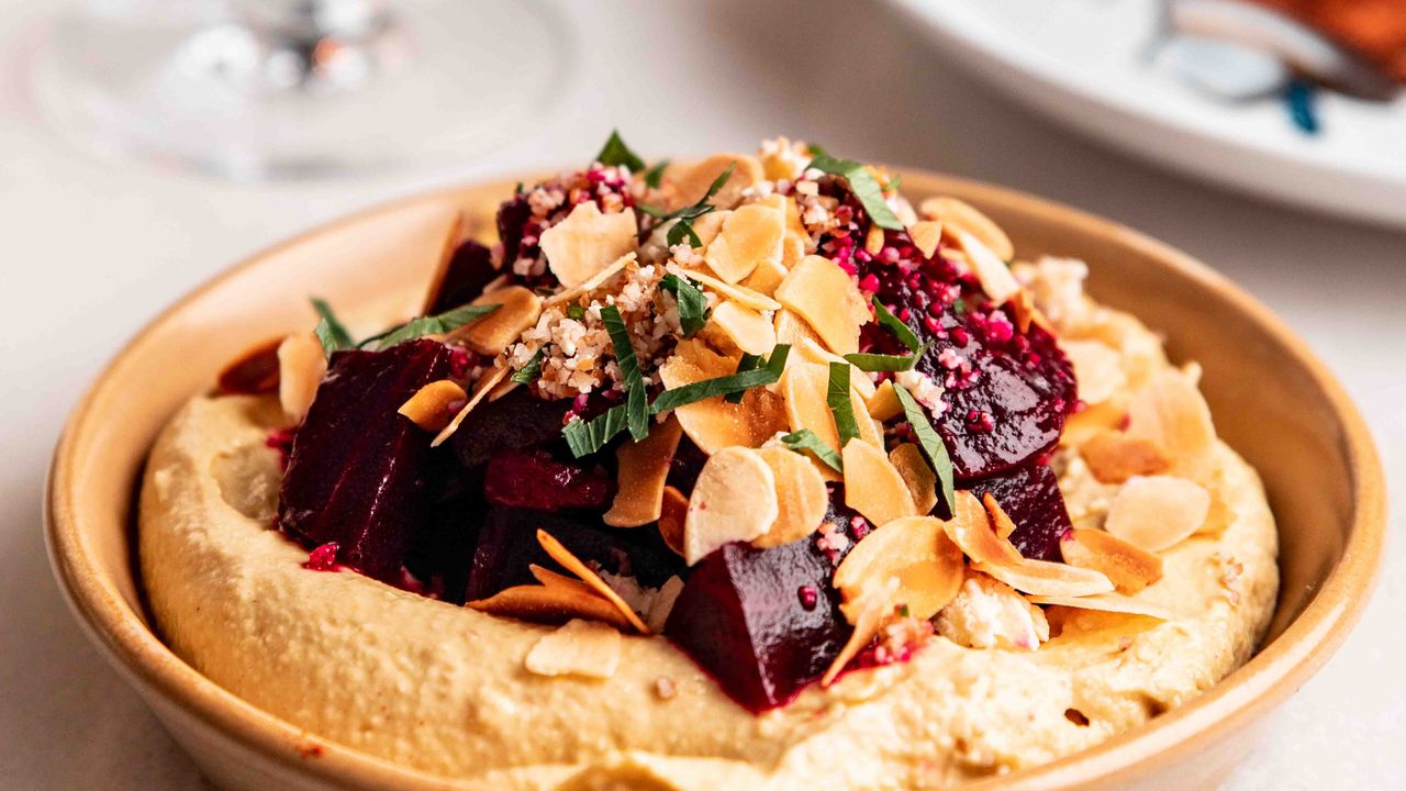 Beetroot, Hummus, Bulgur, Feta, Almonds