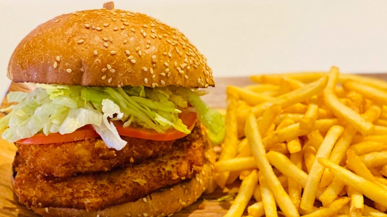 Herb Crusted Chicken Burger and Fries