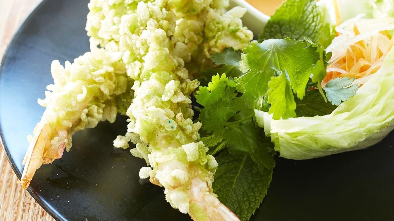 Green Rice Fried Tiger Prawn, Herb & Lettuce