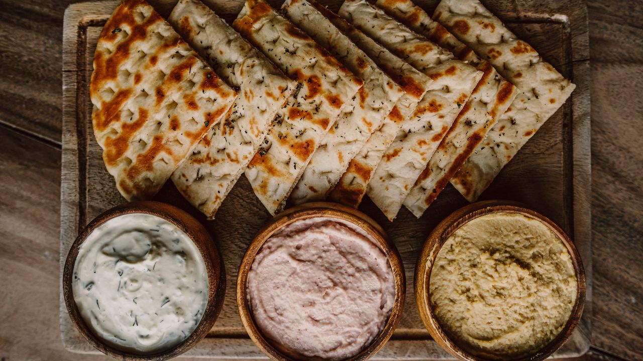 Homemade Dips with Pita Bread