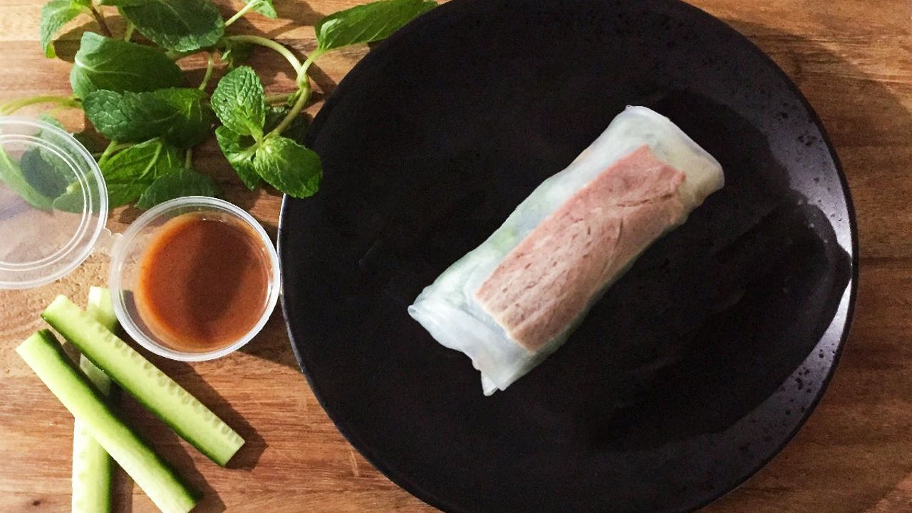 BBQ ‘Char Siu’ Pork and Coriander Rice Paper Roll