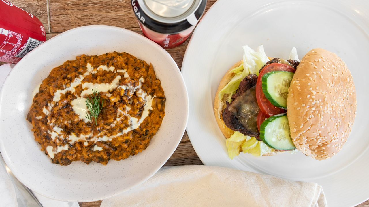 Meal for Two (Burger (Lamb and beef patty with coriander seeds, dill, parsley and herb blend on a...