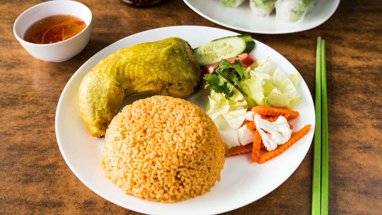 Crispy Chicken on Red Rice