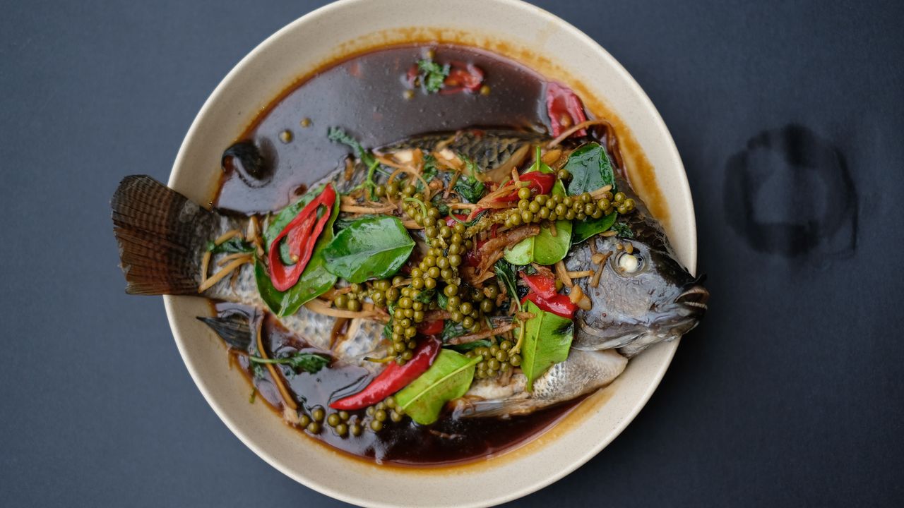 Steamed Tilapia with Pad Cha sauce