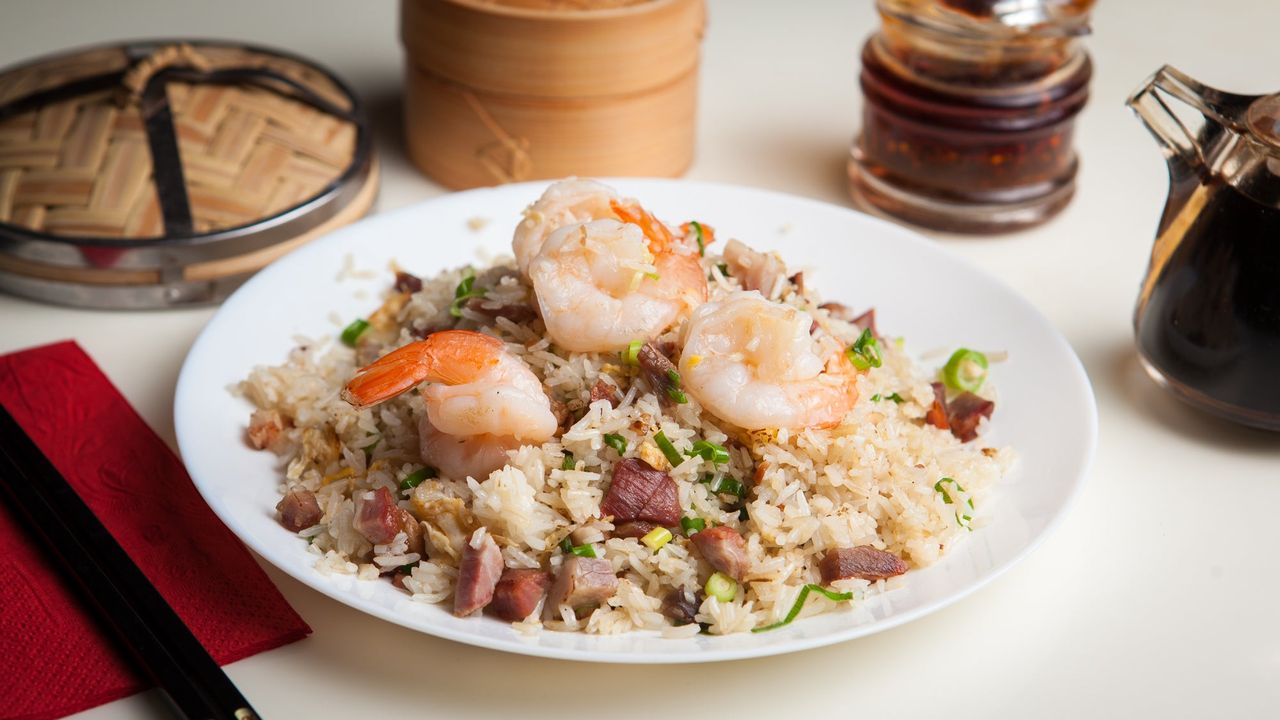 Diced BBQ Pork with Prawns & Egg Fried Rice (GF)