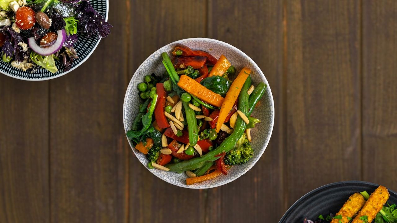 Seasonal Vegetables Topped with Roasted Almonds
