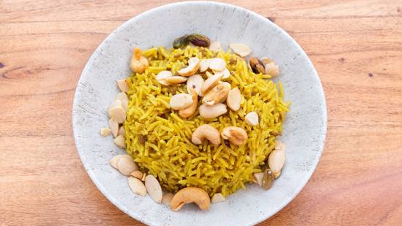 Turmeric Rice and Roasted Mixed Nuts