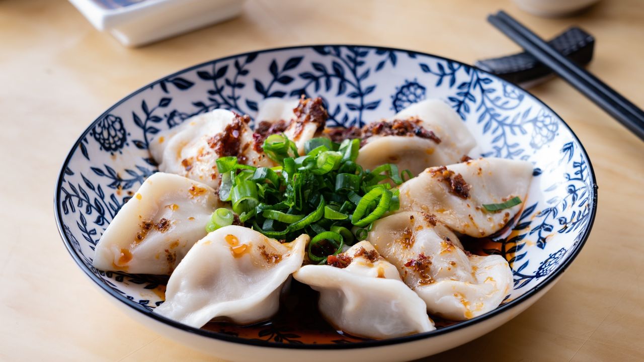 Pork and Vegetable Dumplings with Hot Chilli Sauce