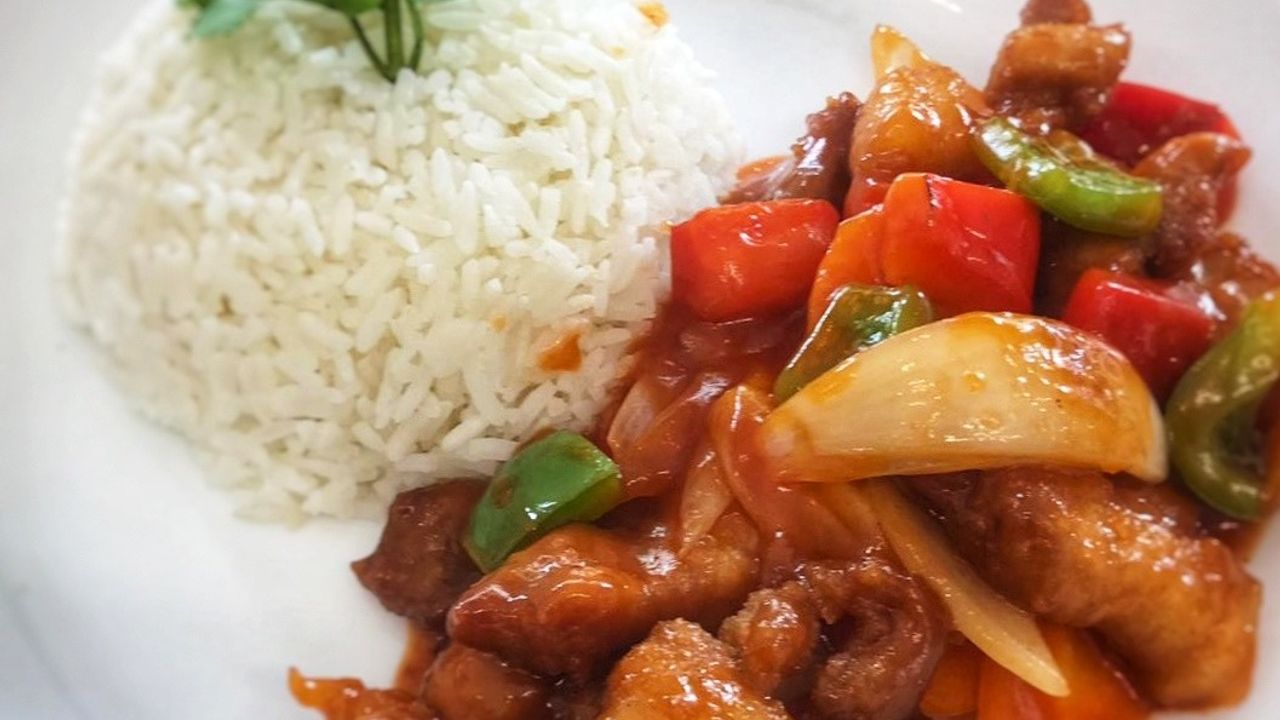 Sweet and Sour Pork with white rice