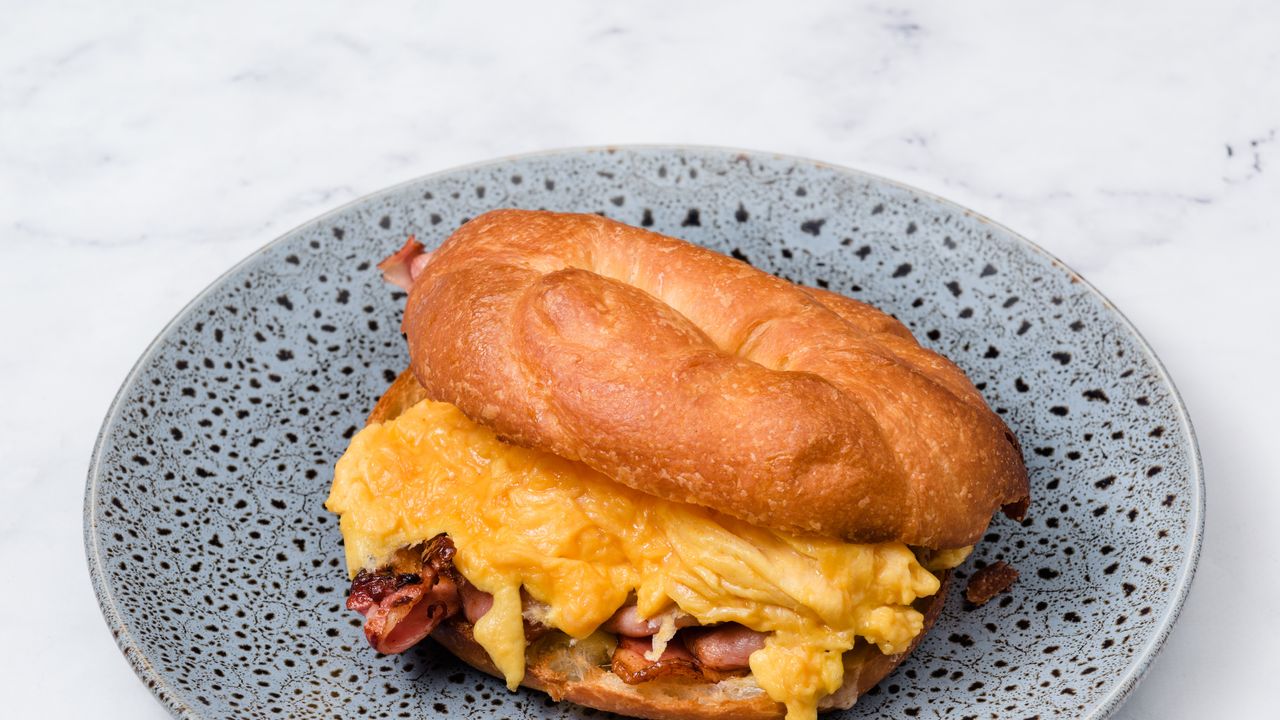 Bacon, Cheese and Scrambled Egg Croissant