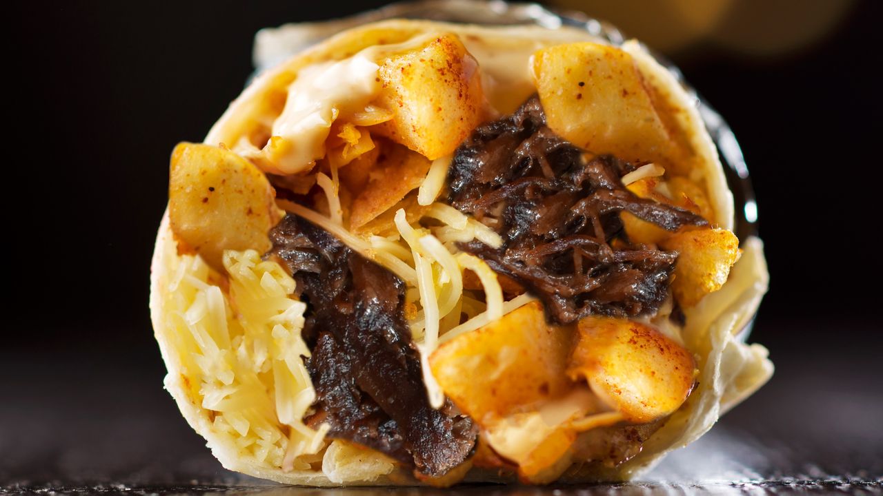 California Slow-Cooked Pulled Beef Burrito