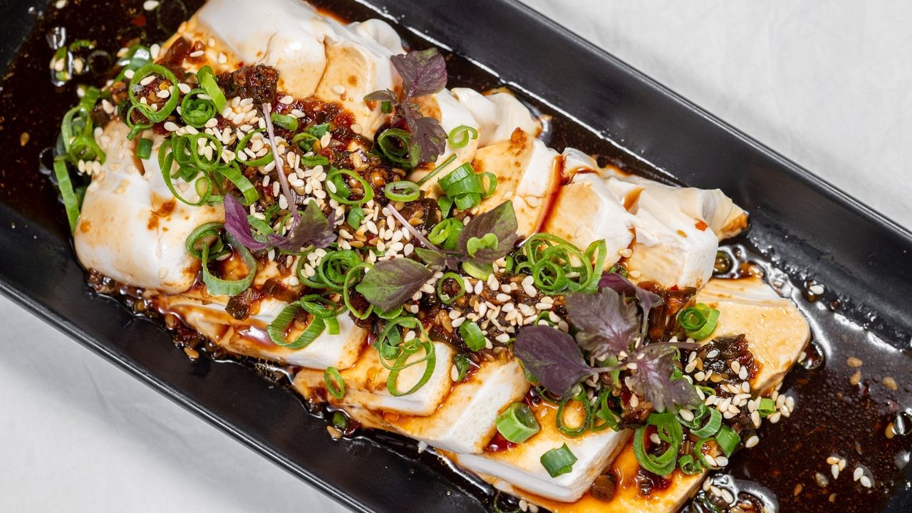 Steamed Silken Tofu W Black Vinegar, Sesame Seed Dressing