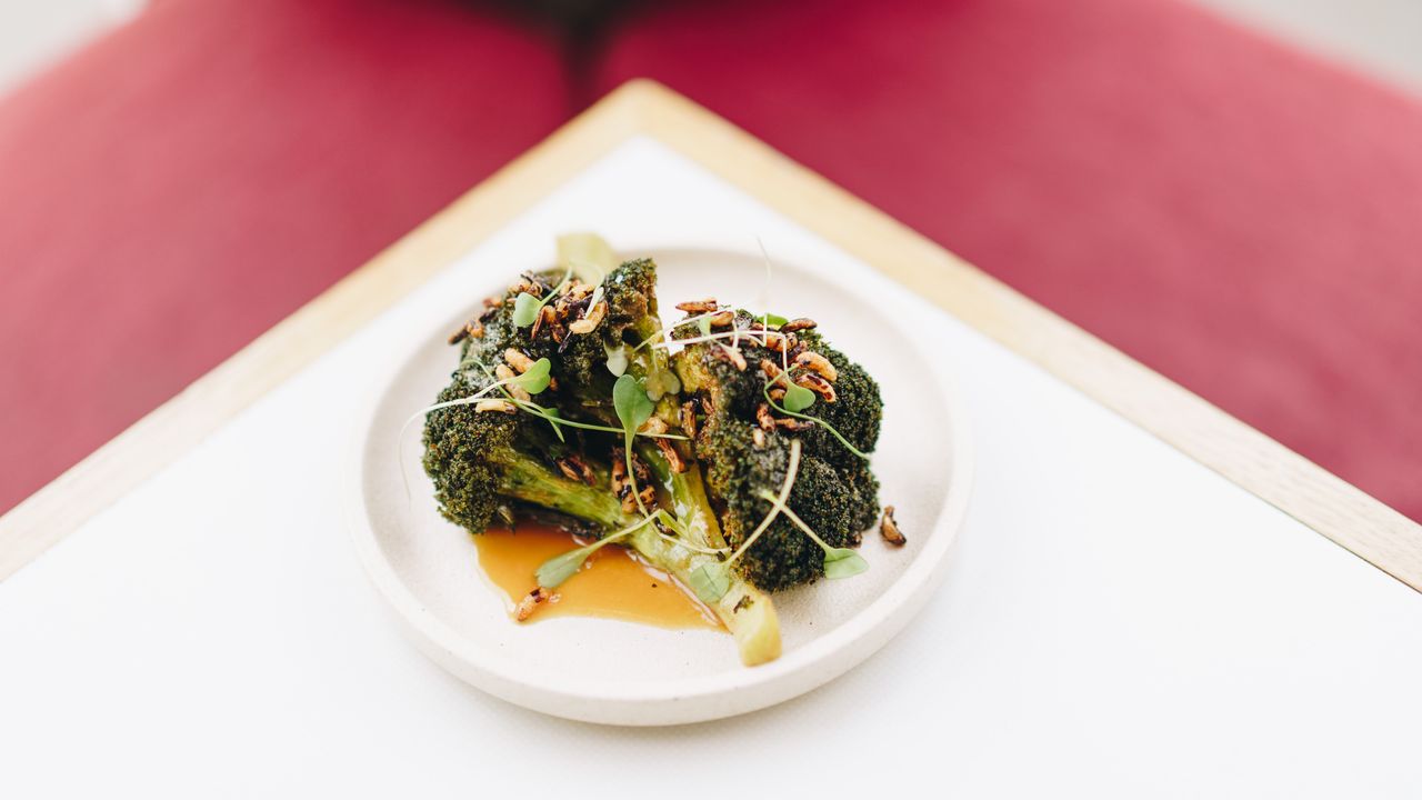 Crispy Broccoli with Miso and Puffed Rice