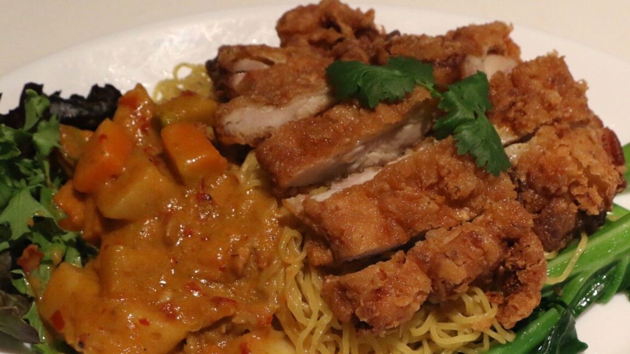 40. Curried Egg Noodles with Crispy Chicken