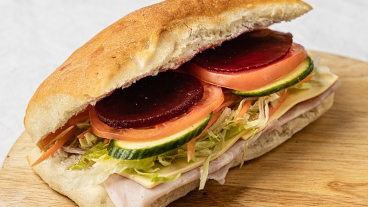 Ham, Cheese and Salad in Gourmet Ciabatta Roll
