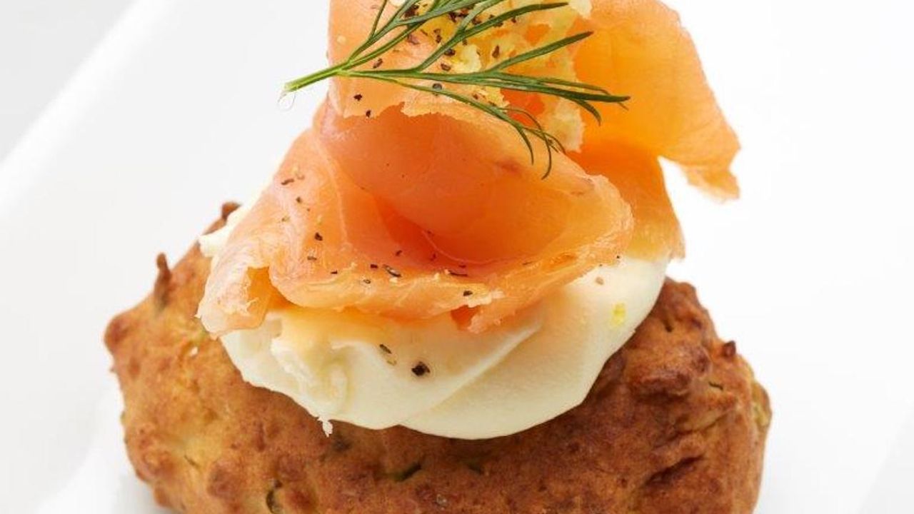 Corn Fritters with Crème Fraiche & Smoked Salmon