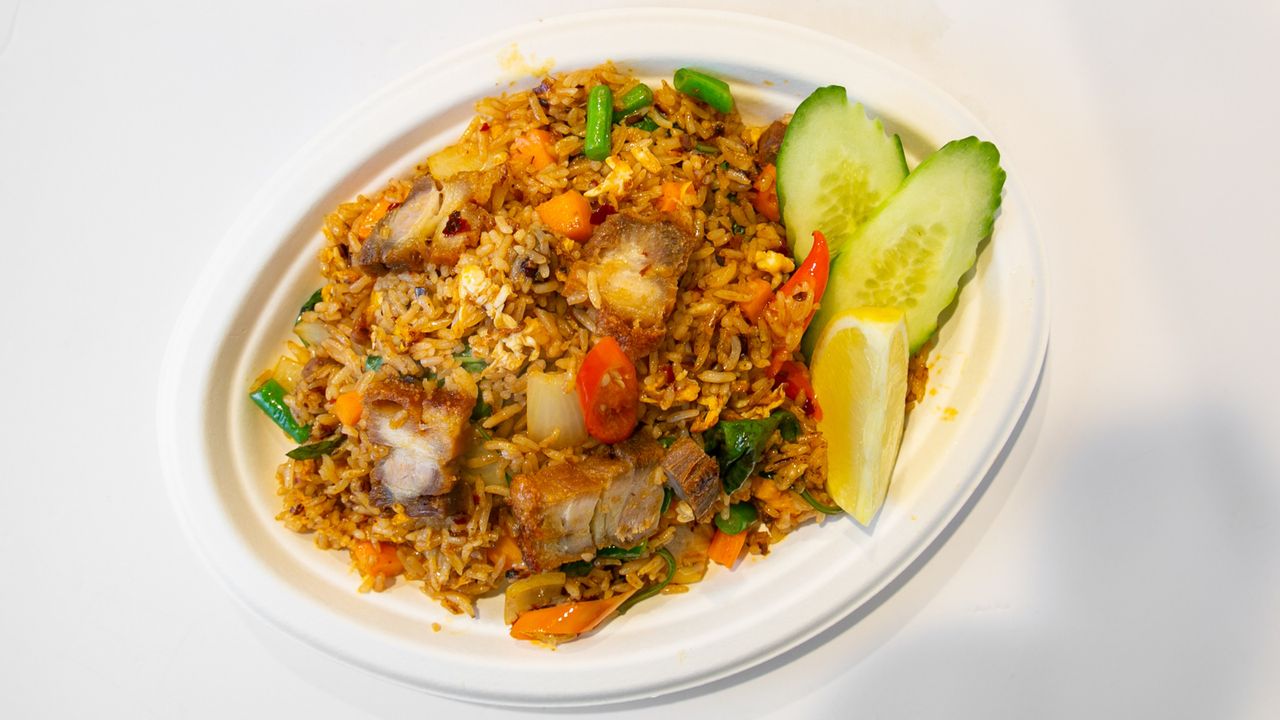 39. Khao Moo Krob (Crispy Pork with Rice)