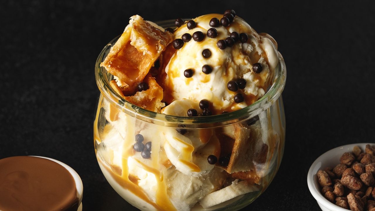 Banana Split Waffle Sundae