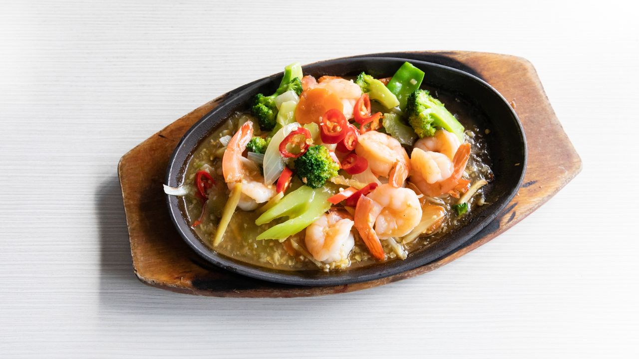 Prawn with Garlic, Ginger, Lemongrass and Chili Sauce (GF)