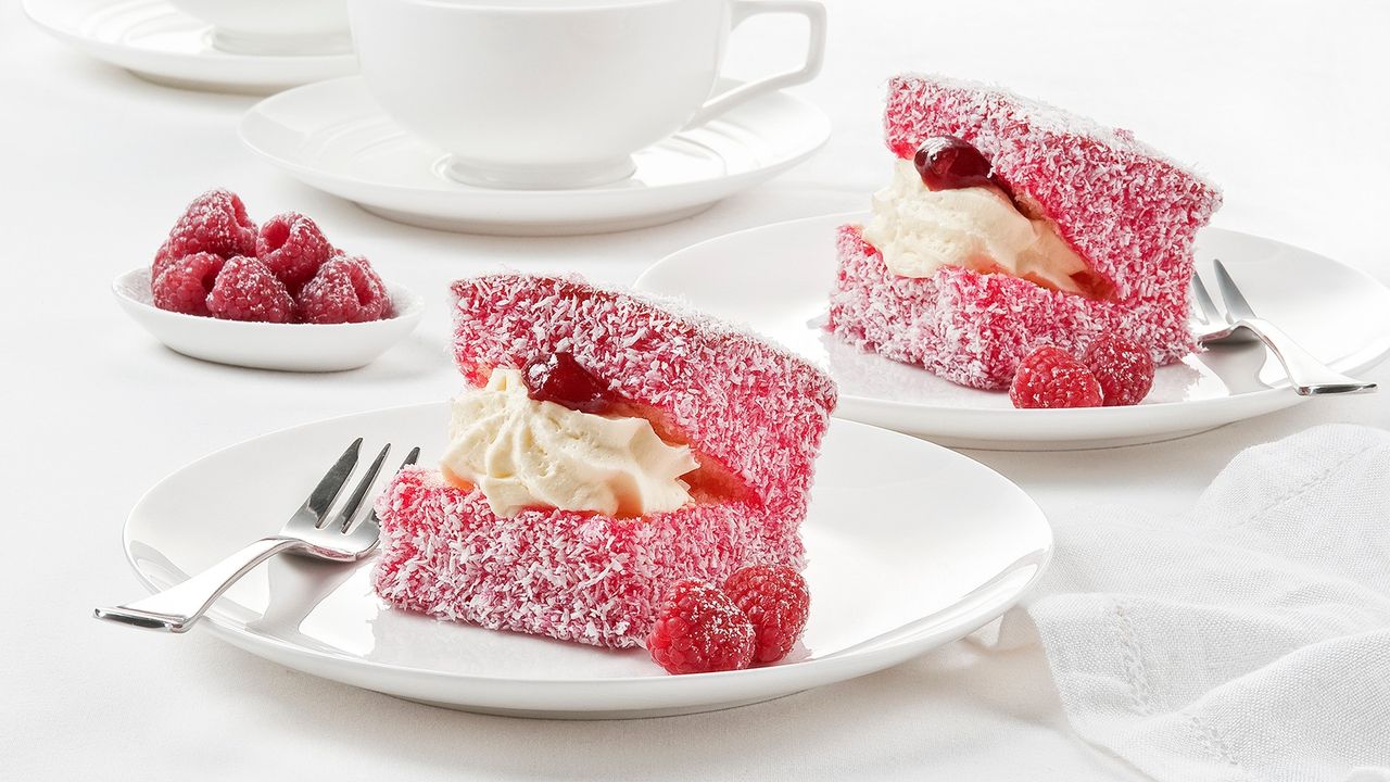Raspberry Cream Filled  Lamington