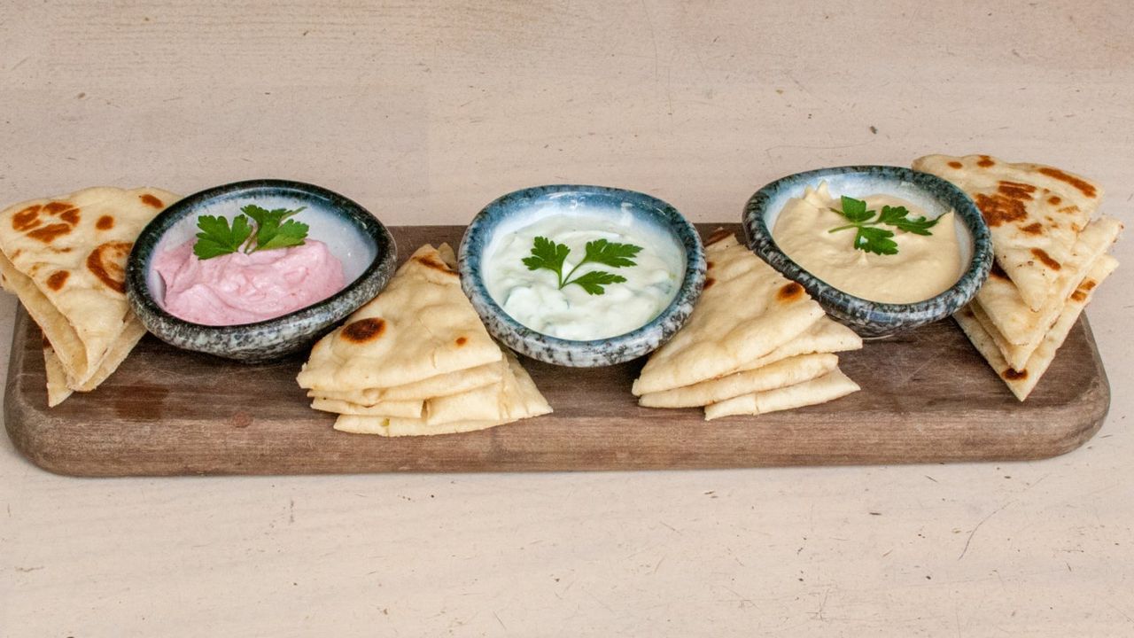 Any 3 Dips and 2 Traditional Pita Bread