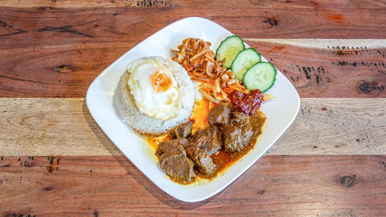 Nasi Lemak with Beef Rendang