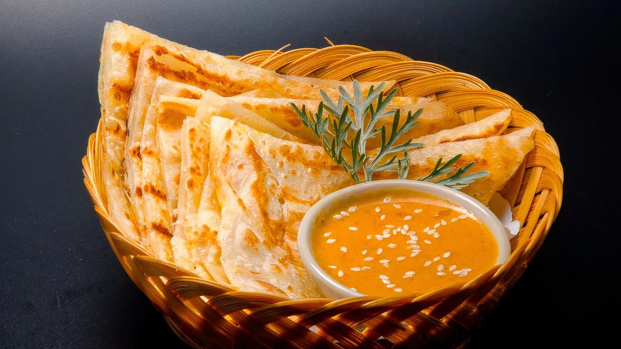 Garlic Roti with our Peanut Sauce