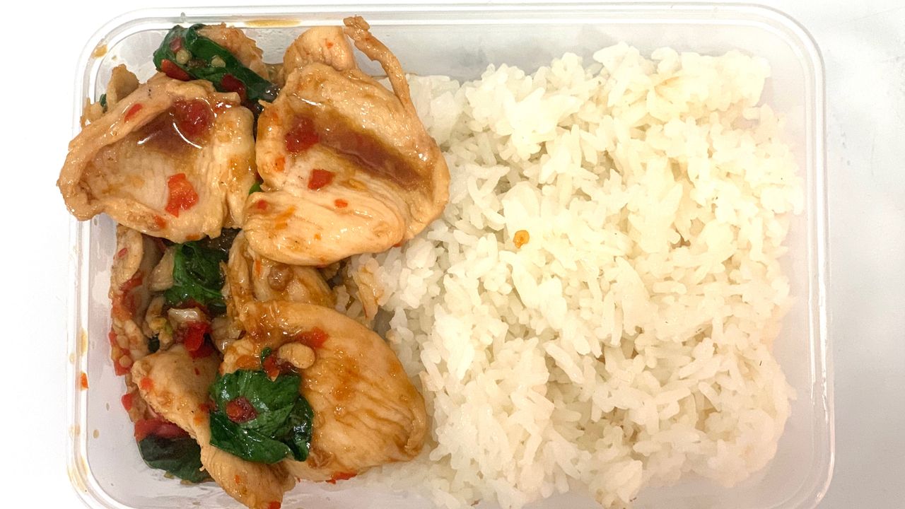 Basil stir fry with chicken on rice กะเพราไก่ราดข้าว