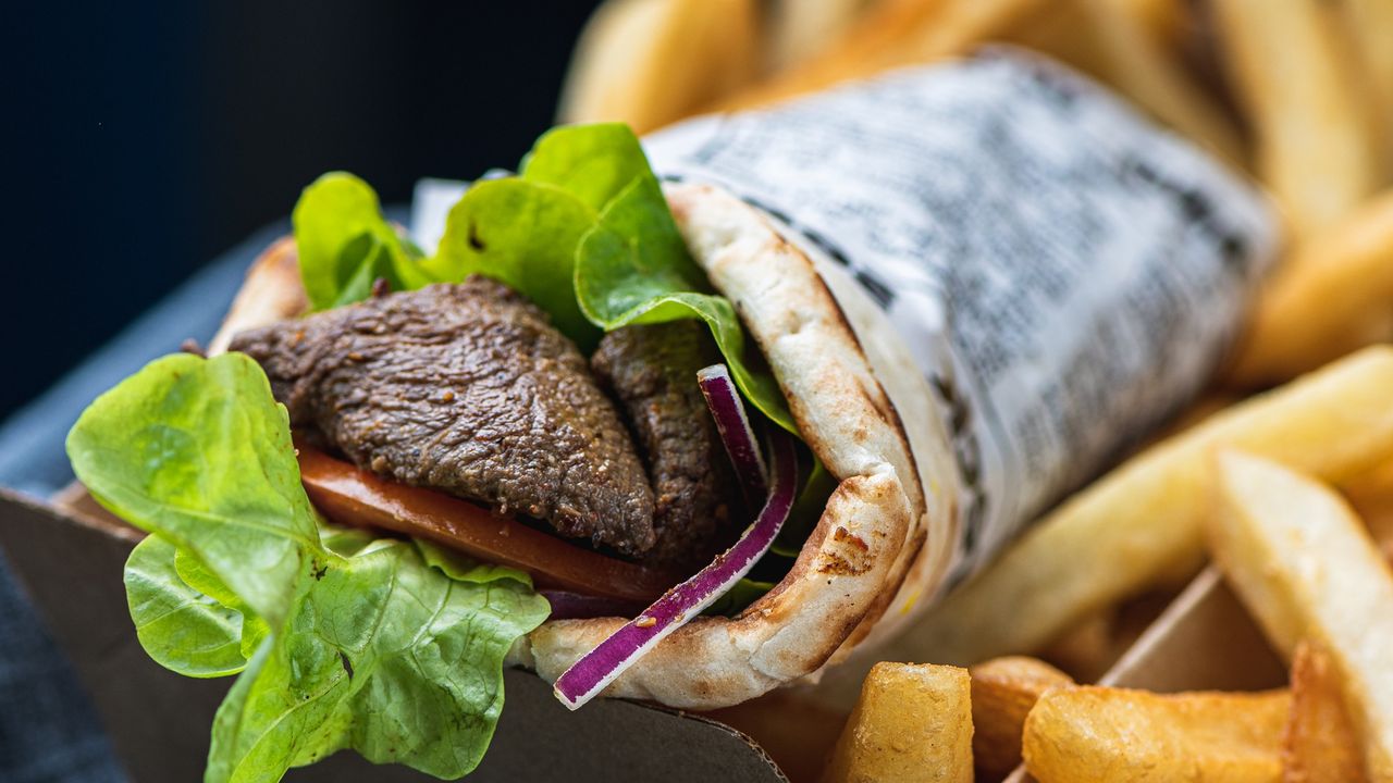 Lunch Lamb Souvlaki Wrap