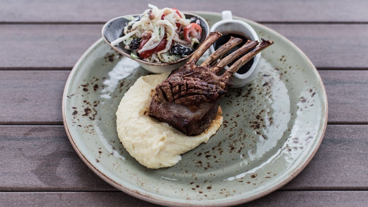 Lamb Rack with salad & Buttered Mash