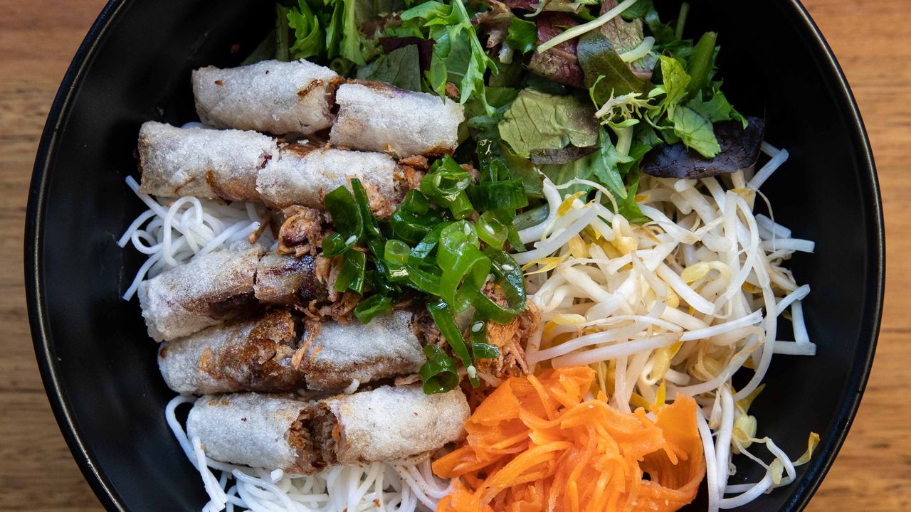 Spicy Beef Brisket and Kimchi Spring Roll Vermicelli Salad