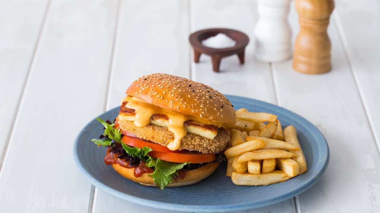 Haloumi and Chickpea Burger