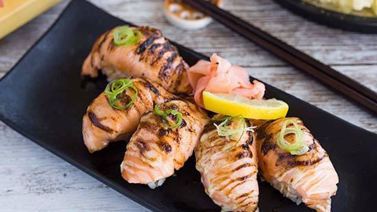 Grilled Salmon Sushi