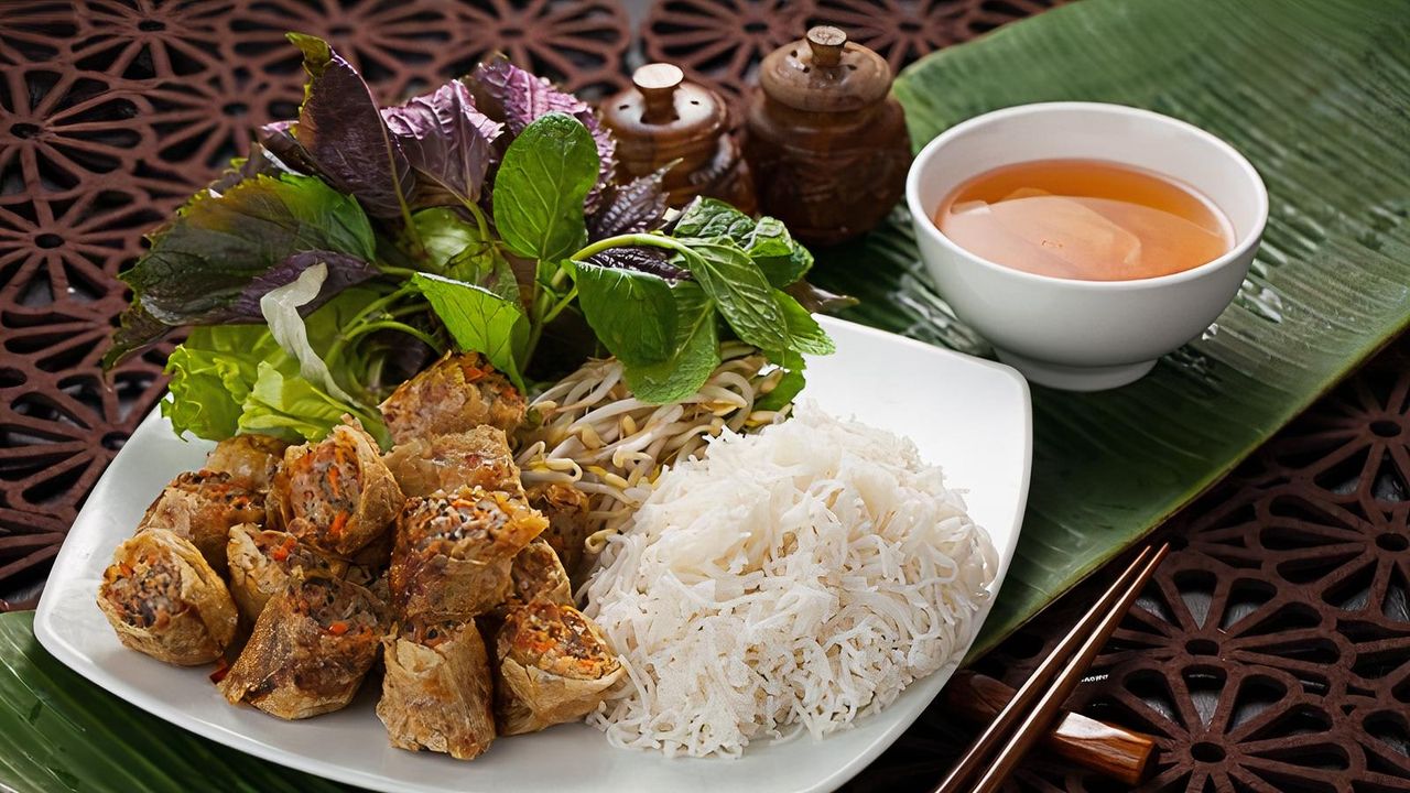 Rice Vermicelli with Spring Rolls