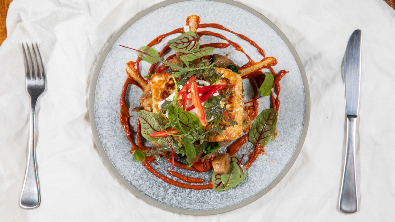 Grilled Haloumi Stack (V)