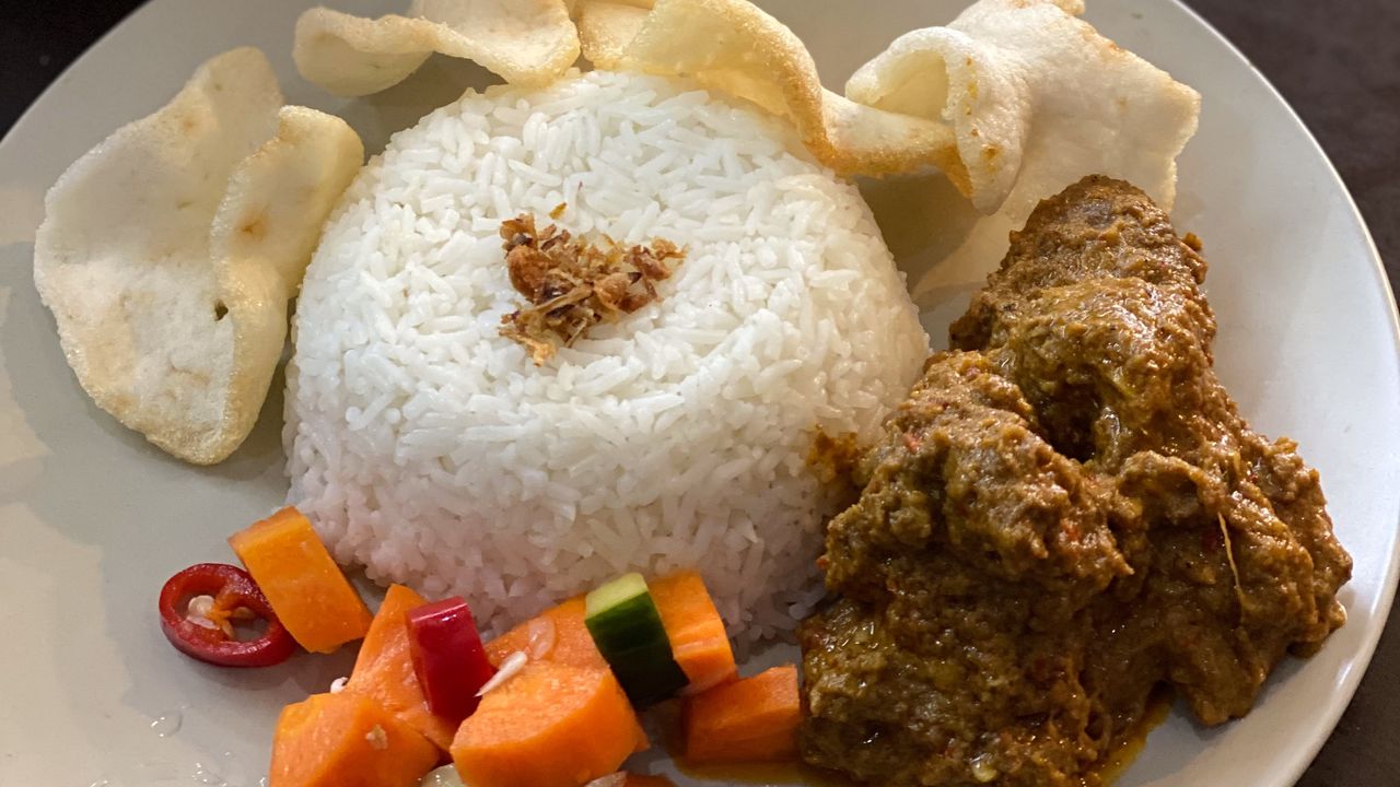 Rendang on rice