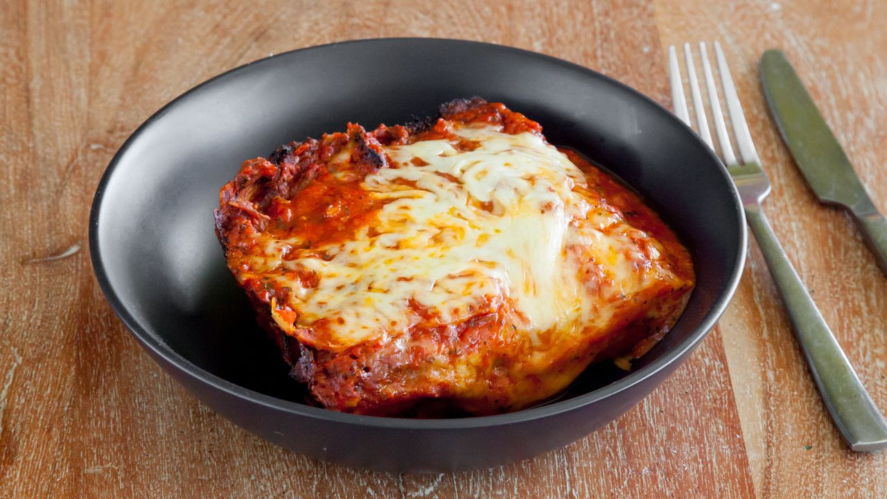 Beef Lasagna - Chips and Salad