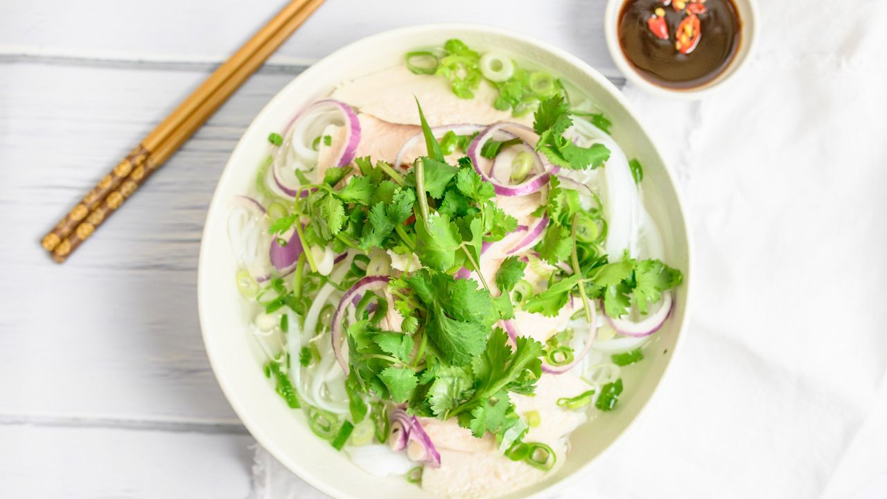 Poached Chicken Breast Noodle Soup