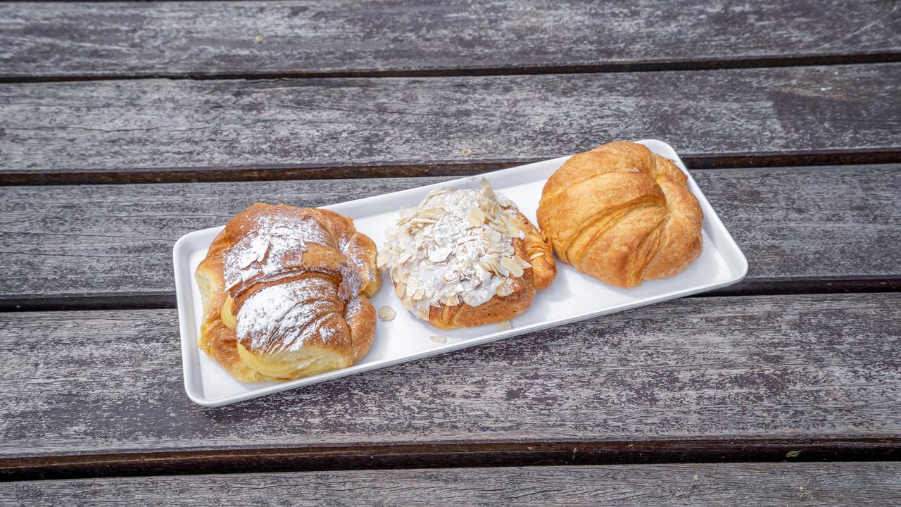 Ham and Cheese Croissant Toasted with Sweet and Drink