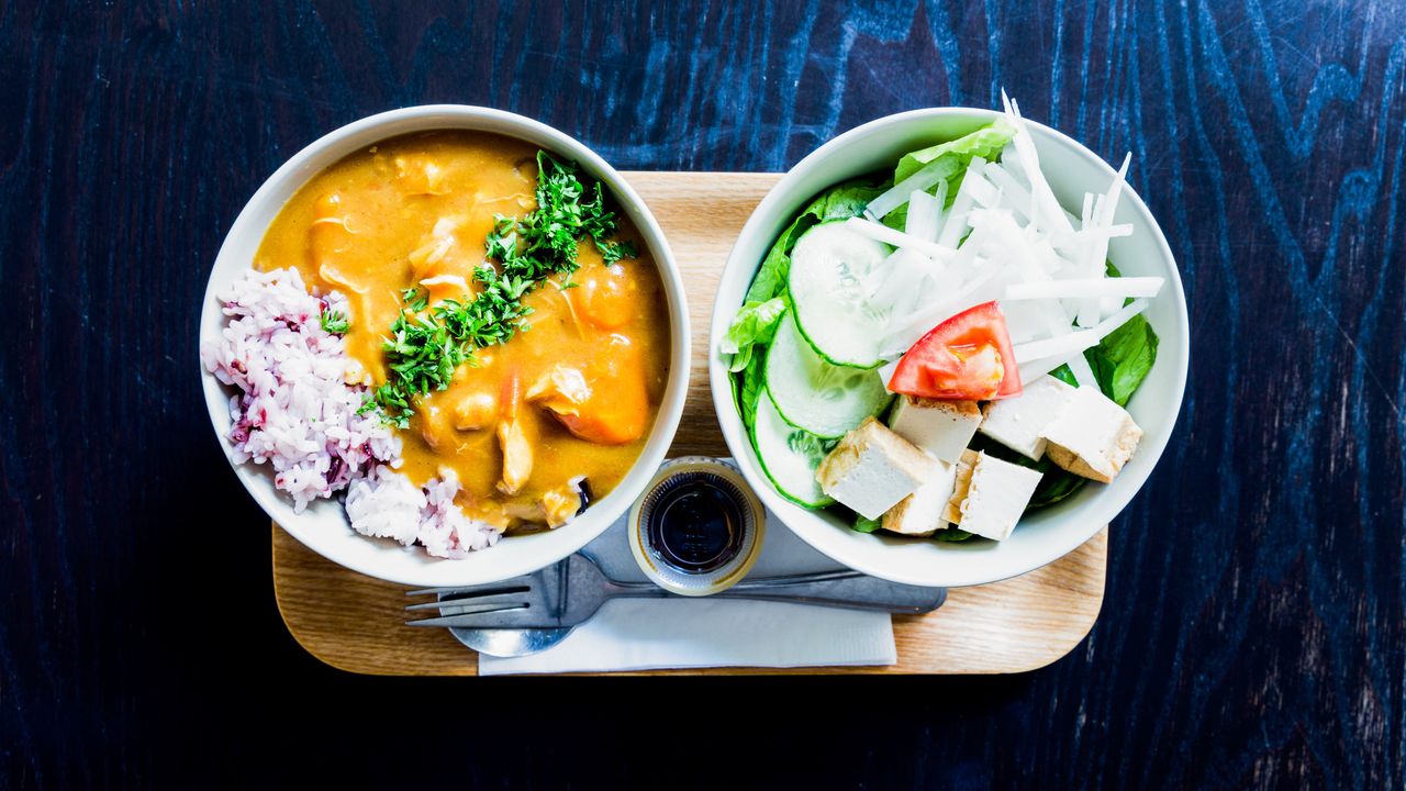 Tender Chicken Tomato Curry + Tofu Salad