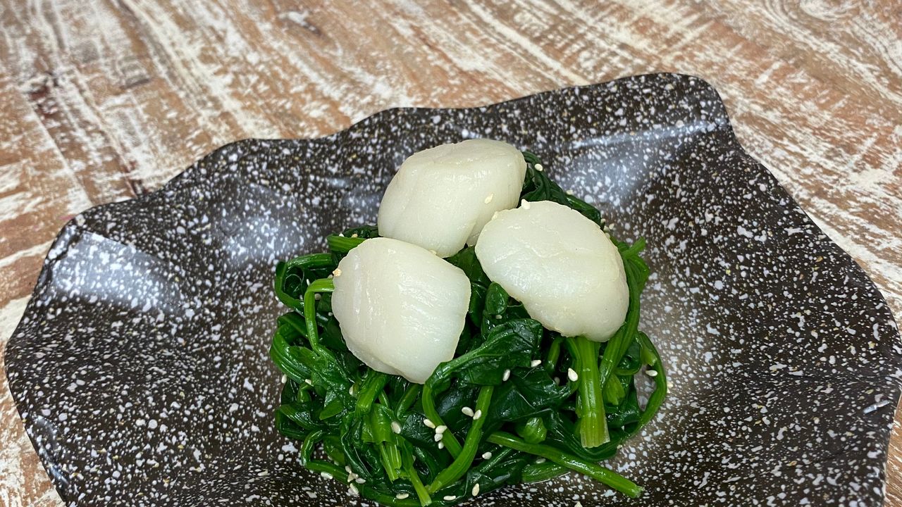 菠菜拌扇贝 Steamed Scallop with Spinach