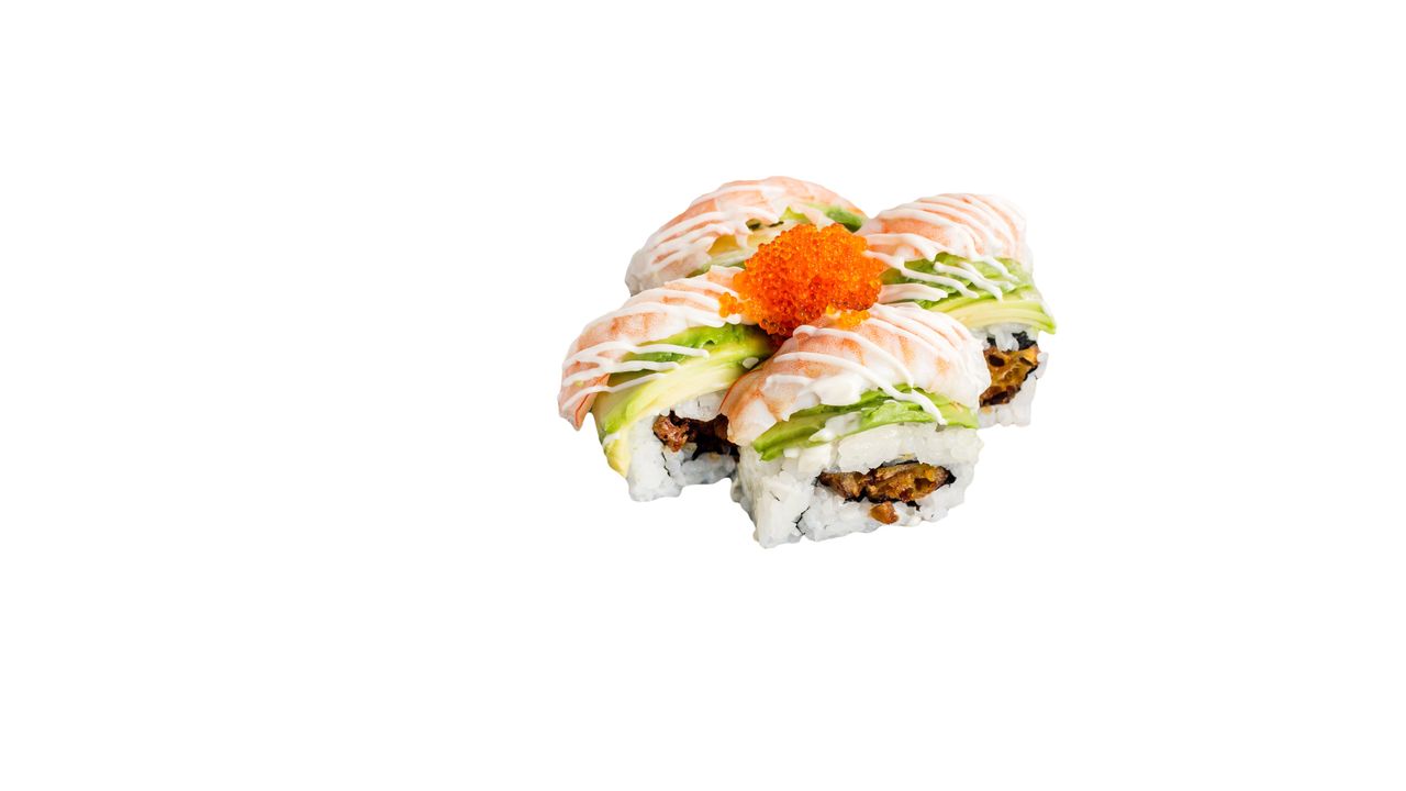 Fresh Prawn and Avocado on Tempura Vege Rainbow