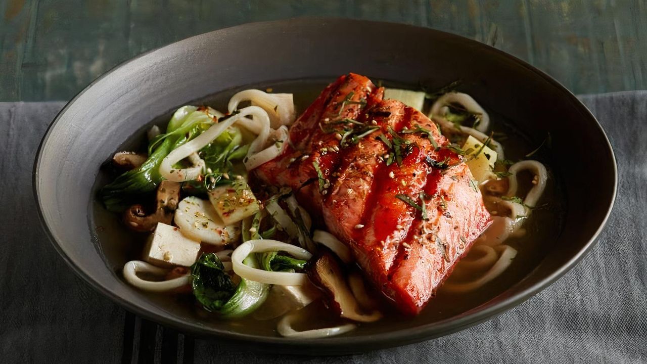 Grilled Miso Salmon Udon