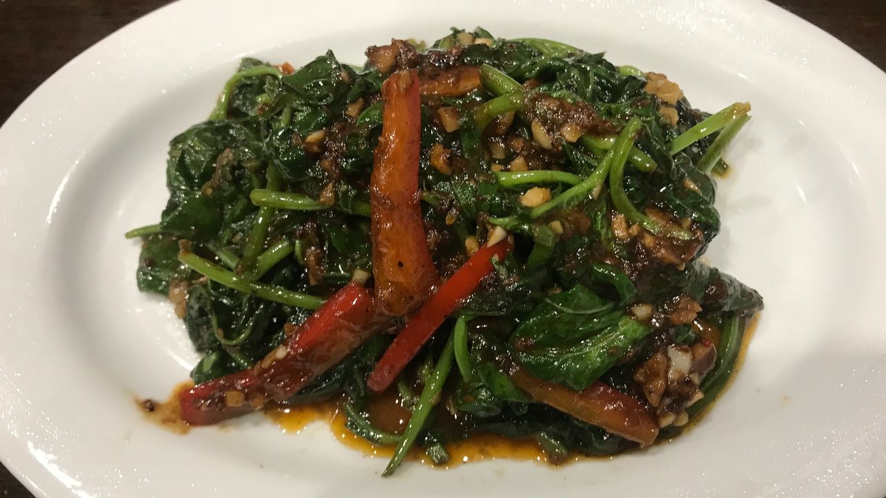Stir Fried Kang Kong with Sambal Sauce